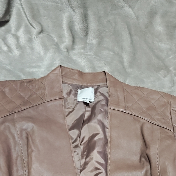 Halogen Leather Jacket Quilted shoulders Size XS - Picture 7 of 9